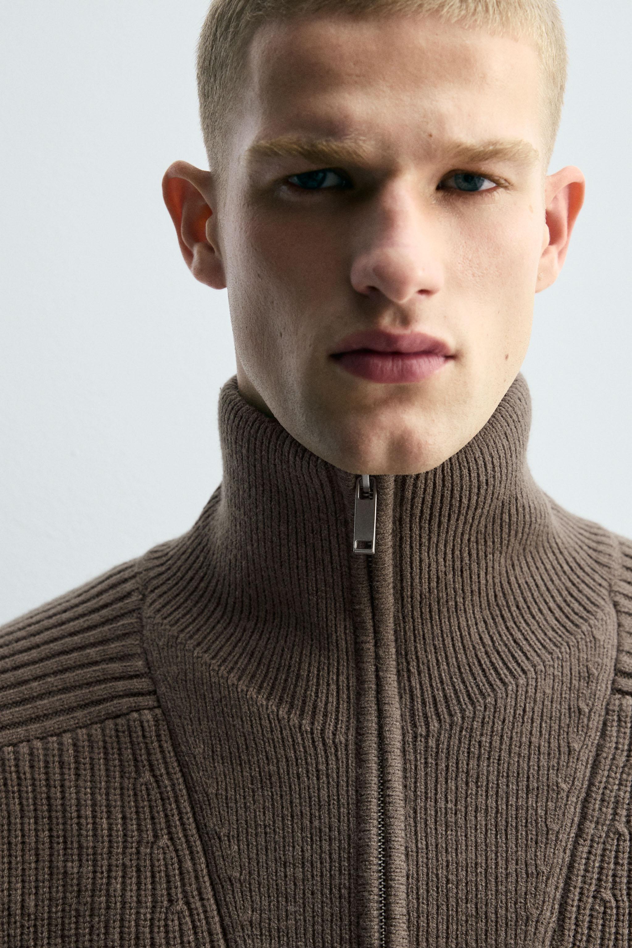 PURL KNIT QUARTER-ZIP JUMPER